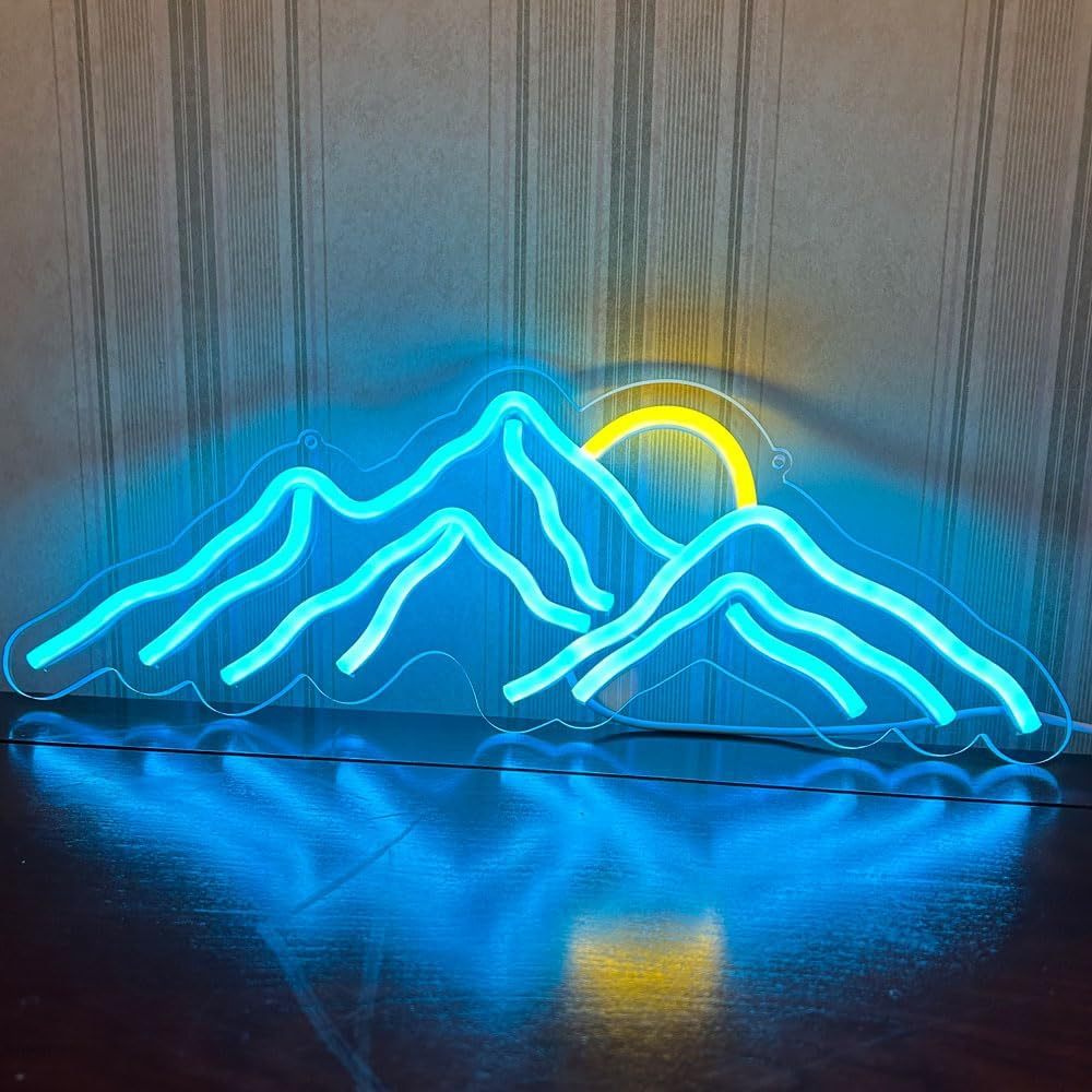 Mountain Sun Neon Sign Blue La - Outdoor Adventure Ideas 评论和价格